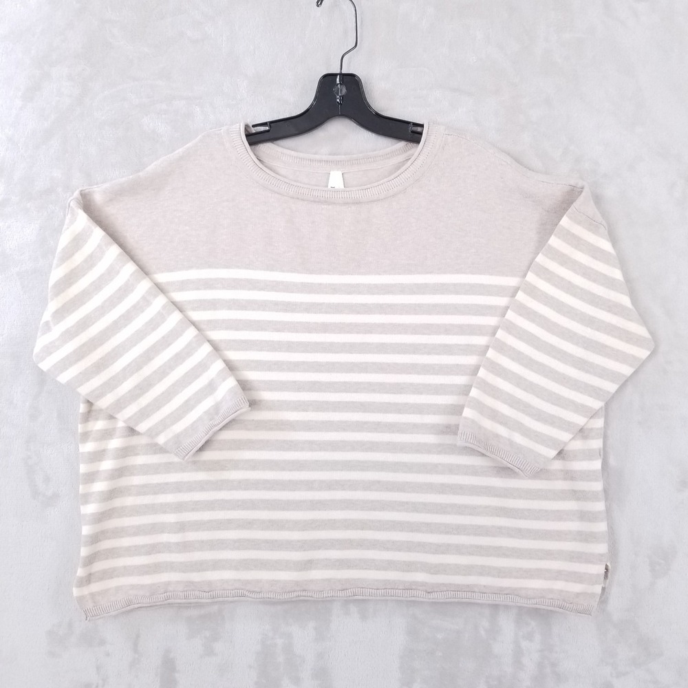 Pact Organic Sweater Women XXL Striped‎ Cotton Classic Fine Knit Relaxed Crew